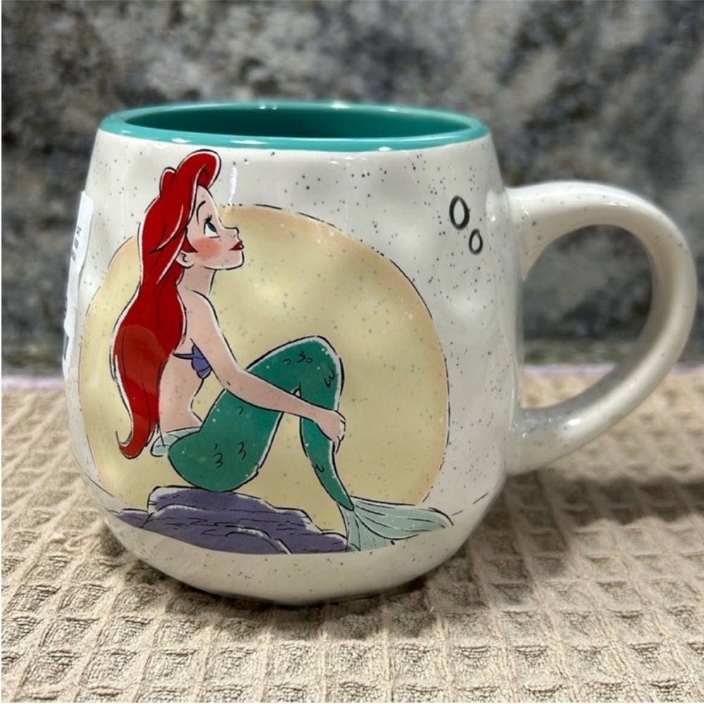 Disney Ariel Little Mermaid Mug Double Sided Speckled Ceramic Coffee Cup NWT